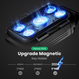 [5 Magnets Version] 3 in 1 Magnetic Key Holder Hide A Key Outside with Tracker Zone&Signal Blocking Pounch| Upgraded Magnetic Key Case| 5 Built-in Magnets| Waterproof Magnetic Key Box Under Car,Black