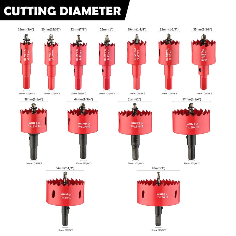 dashap 13PCS Bi-Metal Hole Saw Kit with Drill Bits, Carbide