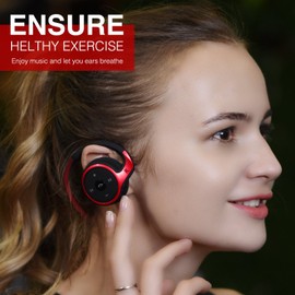 Small Bluetooth Headphones Wrap Around Head - Sports Wireless Headset with Built in Microphone and Crystal-Clear Sound, Foldable and Carried in The Purse, and 12-Hour Battery Life, Red