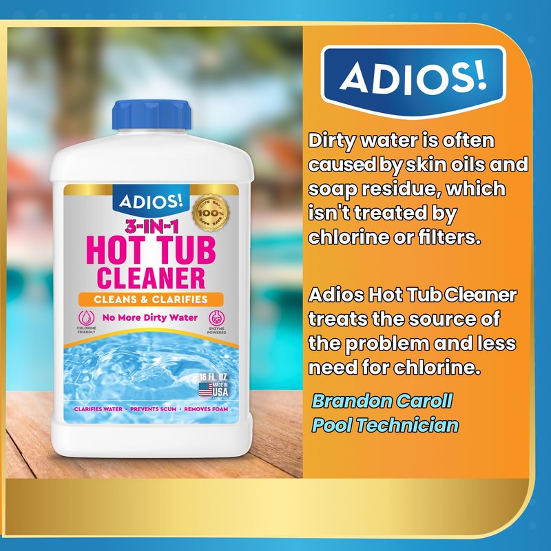 ADIOS! 3-in-1 Spa Cleaner - Clarifies Water, Stops Scum and
