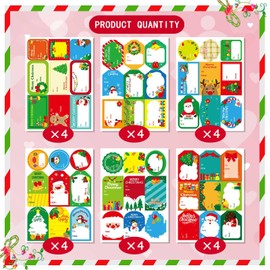 216PCS Christmas Gift Tags, Self Adhesive Christmas Name Tags Stickers for Christmas Presents, Christmas Gift Labels Stickers with Santa Snowmen Xmas Holiday Decorative Tags for Bags Cards Envelope