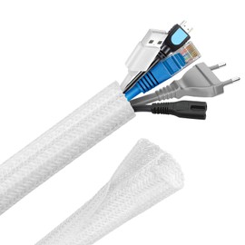 VoJoPi Cable Management Sleeve, Cord Organizer Wire Protector Braided Cable Wrap Cover, for PC TV Wires Home Office