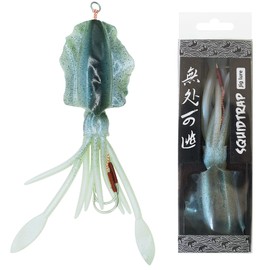 Squid Trap Fishing Lures for Saltwater Soft Artificial Rigged Squid Jig Trolling Lures with UV Glow Sea Offshore Fishing 7''/3.5 oz