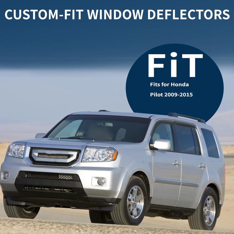 4PCS Rain Guards Window Visors Fits for 2009-2015 Honda Pilot,