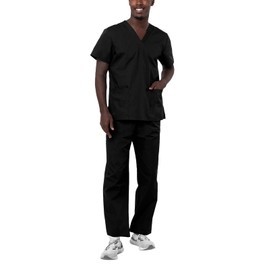 Adar Uniforms, Universal Unisex Scrubs - Unisex Drawstring Scrub Set - 701 - Black - M
