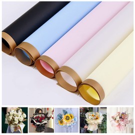 25 Sheets/5 Colours Gold Edge Flower Wrapping Paper, Florist Bouquet Supplies, DIY Craft Packaging, Korean Bouquet Wrapping Paper, Waterproof Flower Wrapping Paper, 58 x 58 cm