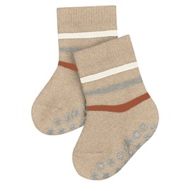 FALKE Unisex Baby Stopper Socks Multi Stripe B HP Cotton Non-Slip Nubs 1 Pair, Beige Sand Melange 4650, 62-68, Beige Sand Melange 4650