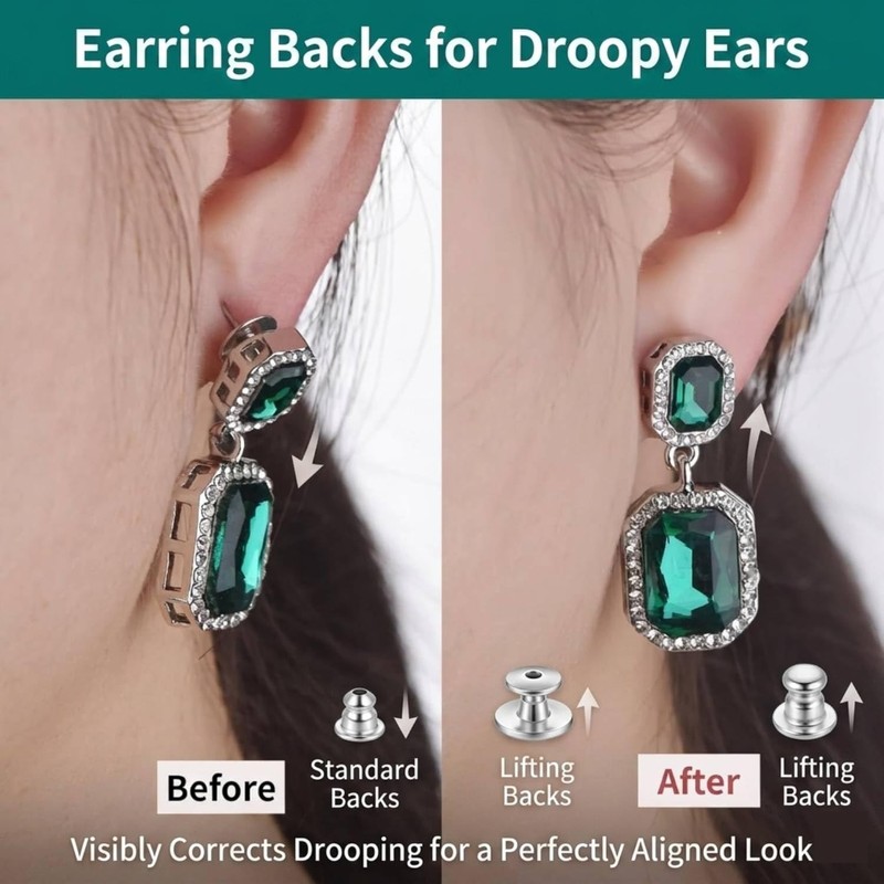 Earring Lifter Backs, EBFDOH Earring Backs for Droopy Ears 4PCS