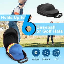 Bjabtan Hard Hat Case for Baseball Caps, Baseball Hat Organizer with Carrying Handle & Shoulder Strap, Hat Carrier Case for Travel, Baseball Hat Organizer Holder for 6 Baseball Caps