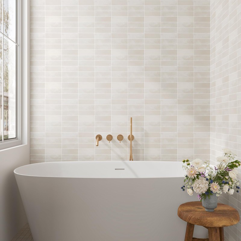 CHIHUT 12"X12" Beige Peel and Stick Kitchen Backsplash Tiles Glossy