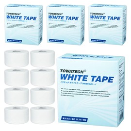 TOITEC White Tape, 1.5 x 5.3 ft (3.8 x 13.7 m), 8 Rolls, 4 Box Set, 32 Rolls, Non-Stretchable, For Fixing, Hand Cut, Taping Tape