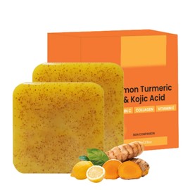 Turmeric Soap - Kojic Acid Soap - Tumeric Soap Acne for Skin,Moisturizing Body&Face - Vitamin E&C Lemon Turmeric Soap Bar - Face Deep Cleansing Hydrating Kojic Soap 2Pack