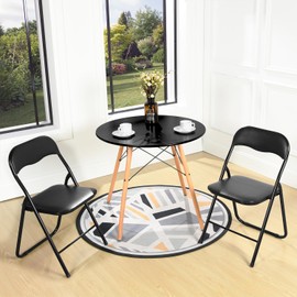 Homy Casa Folding Chairs with Padded Cushion, Comfortable Stackable Chairs with Durable Steel Frame for Home, Office, Party, Conference, Indoor & Outdoor Events, Space-Saving Design, Black (2-Pack)