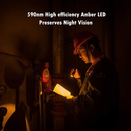 Weltool M7-AM Amber LED Flashlight Light Uniform Beam Light Dark Adaptation Serie Maintains Night Vision Ideal for Astronomy, Camping, Turtles Observation