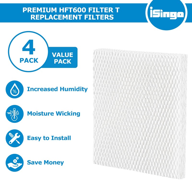 iSingo 4 Pack Humidifier Wicking HFT600 Filter T for Honeywell