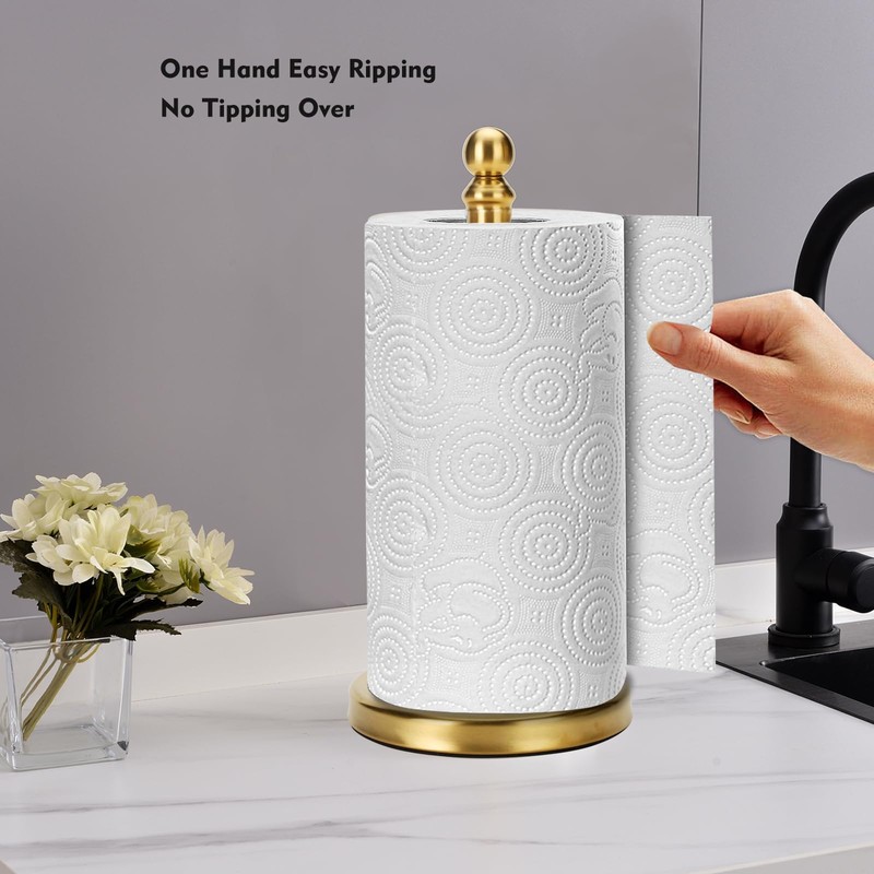 Fatizon Paper Towel Holder Stand, Gold Paper Towel Holder Countertop,