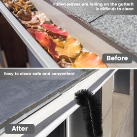 Gutter Cleaning Brush with 238cm Long Gutter Cleaning Tools with 7 Splicing Extension Poles Adjustable Gutter Guard Cleaning Brush Efficient Roofing Gutter Brush for Easy Removing Leaves and Debris