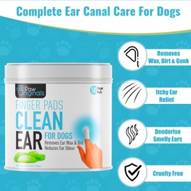 Dog Ear Wipes - Finger Pads | Stop Itching - Remove Dirt, Wax & Clean Dirty Ears Easily | Aloe Vera & Witch Hazel Infused | 50 Dog Ear Cleaning Finger Wipes For Easy Cleaning Of Dogs Ears | UK BRAND