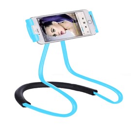 Lazy Bracket - Universal Hanging on Neck Lazy Phone Holder DIY Free Rotating Stand on Table Smart Multiple Functions Mobile Phone Mount Stand(Blue)