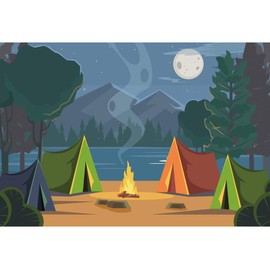 Yeele 7x5ft Forest Camping Backdrop Summer Camp Bonfire Photography Background Tent Campfire Party Decoration Banner Photo Studio Props