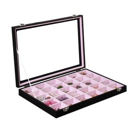 Stratalife Jewelry Organizer - Earring Holder, Tray & Storage for Women & Girls - 30 Grid (Pink & Black)