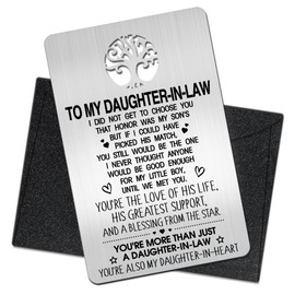 Mhfpl To My Daughter in Law Wallet Card, Engraved Metal Wallet Insert Card Love Note from Mother-in-law for Daughter in Law, Christmas Anniversary Birthday Bride Wedding Gifts for Daughter-in-law
