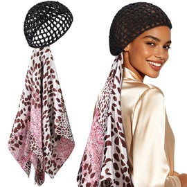 Silk Press Wrap for Hair, Satin Hair Wrap Net with Scarf for Sleep & Sylish