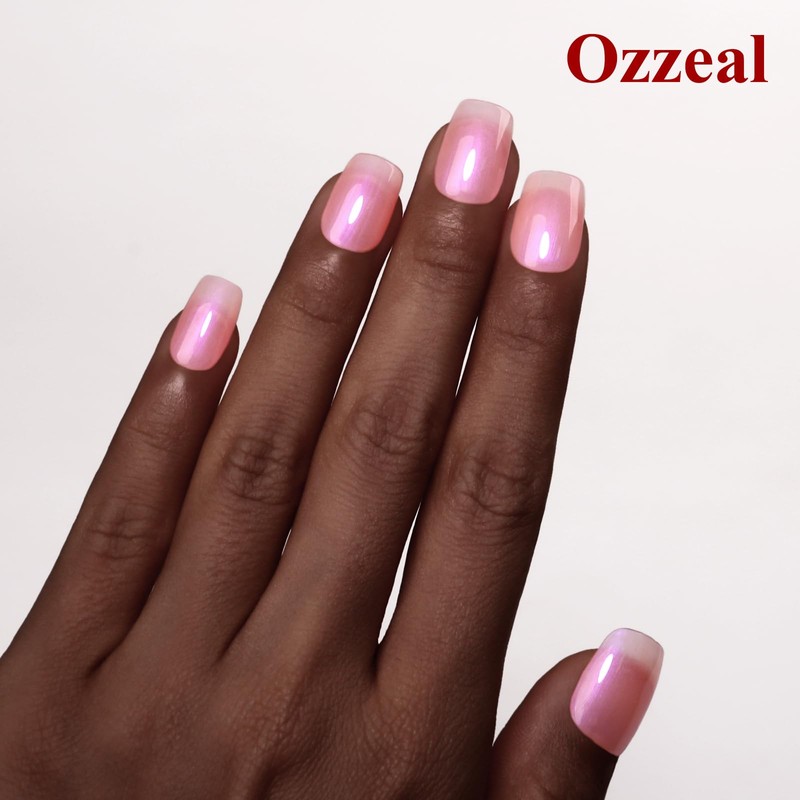 Pearl Gel Nail Polish, Light Coral Orange Shimmer Shell Nail