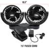 RoadPro RPSC8572 12-Volt Dual Fan with Mounting Clip, Black, 10X7X12