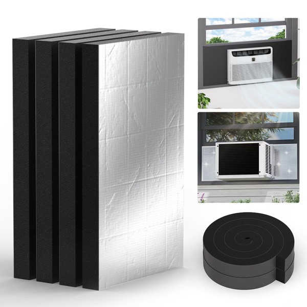 Flehomo 4 Pcs Window Air Conditioner Insulation Foam Panels, 17