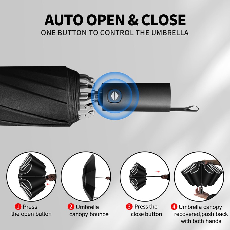 Satol 54 Inch Inverted Golf Umbrella for Rain Automatic Windproof