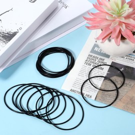 30 Pieces Jelly Bracelets, Silicone Hair Ties 80s Style Retro Black Adult Size Bracelets Bands Nonluminous Stretchy Wristbands for Men Women, Party Favors, Adults Costume Accessories