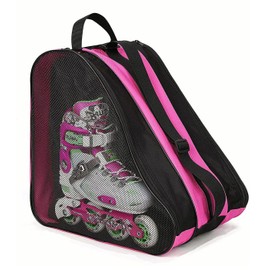 Bolsa Para Patines,Mochila para Patines,Bolsa de Patinaje Sobre Hielo para Guardar Patines en Linea Patines de Cuatro Ruedas Patines Roller Patinaje Artistico para Mujeres, Hombres, niños (Rosa)
