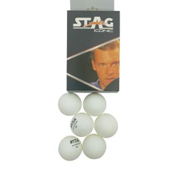 Stag Two Star Plastic Table Tennis Ball, 40mm Pack of 12 (White)