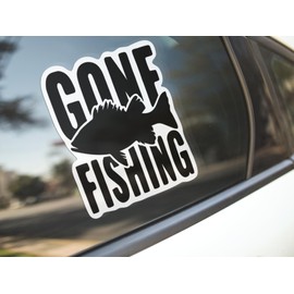 Gone Fishing Vinyl Decal Sticker | Cars Trucks Vans SUVs Walls Cups Laptops | 5.5 Inch | Black | KCD2640B