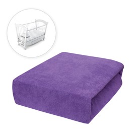 Baby Comfort Terry Fitted Sheet for 90 x 40 cm Baby Crib Mattress (Violet)