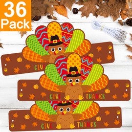 36 Pcs Thanksgiving Turkey Hats Thanksgiving Turkey Decoration for Adjustable Paper Crowns for Fall Classroom Party