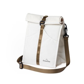 GRANDTIES Insulated Lunch Bag for Women, Men, Adults - Rolltop Leak Proof Meal Prep Lunch Box Containers, Reusable Snack Bags, Travel Cooler, Small Soft Cooler Bag, Fold Top Sandwich Bags, Ivory