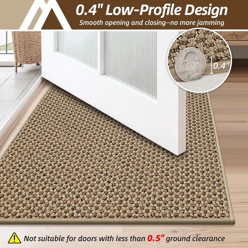 COSY HOMEER Door Mat Non-Slip Entryway Rugs Dirt Trapper, 20"x32",
