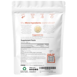 Micro Ingredients Vitamin D3 50,000 IU + K2 MK-7 200 mcg, 240 Softgels | Virgin Coconut Oil | 2-in-1 Bone, Immune & Heart Support | Easy to Swallow, Non-GMO