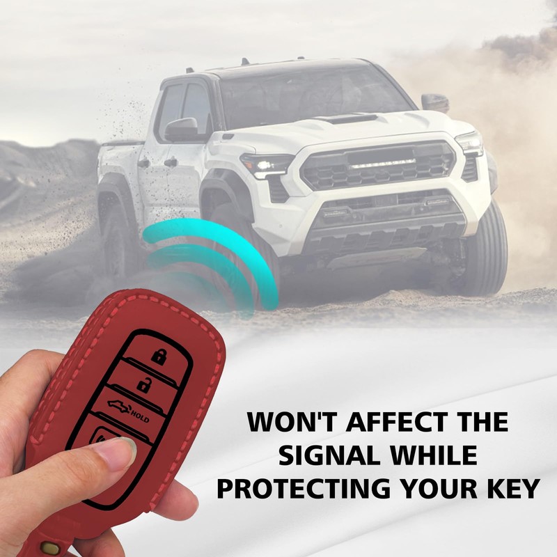 Muslogy Key Fob Cover Leather Case Compatible with Tacoma 2024