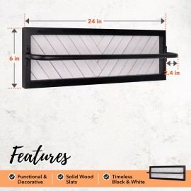 Autumn Alley Rustic Farmhouse Decorative Towel Rack Unique Shiplap Design