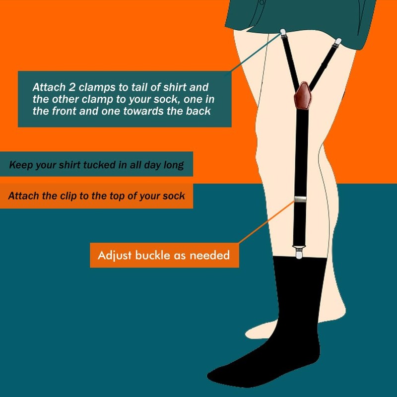 MOLUMIX Shirt Stays for Men Military Adjustable Elastic Garter Straps