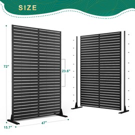72" H×47" W Metal Privacy Screen Outdoor Privacy Screen Freestanding, Outdoor Privacy Screens and Panels for Patio Lawn Deck, Outdoor Privacy Panels Decorative Privacy Fence(Consists of 3 Panels)