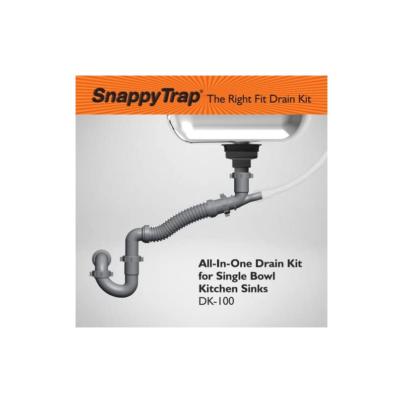 Snappy Trap Single Kitchen Sink Drain Kit, 1-1/2" with Flexible