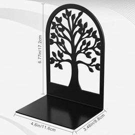 Sujetalibro para Libros, Sujetalibros de Metal 2 Pares/4 Piezas, Soporte de Libros Antideslizantes, Sostenedor Resistentes para Libros Pesados de Oficina, Escuela y Hogar, Round (Negro)