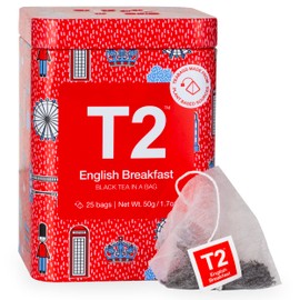 T2 Tea English Breakfast Black Tea, Black Tea Bag in T2 Icon Tin 2020, 25 Count