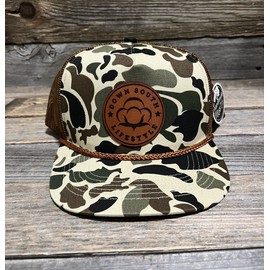 Savannah Moss Co. Down South Lifestyle Cotton Leather Patch Retro Duck Camo Copr Rope Snapback Hat