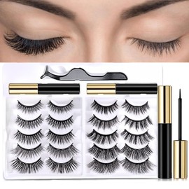 ELECTRIC CHOICE Pestañas Postizas Magneticas, 10 Pares Pestañas Postizas Naturales 3D con 1 Delineador Magnético Y Pinza, Kit De Pestañas Magnéticas Reusables Y Impermeables, No Necesita Pegamento