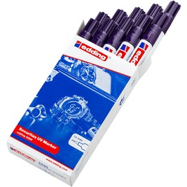 edding 8280 securitas uv marker - colourless - 10 pens- round nib 1.5-3 mm - black light marker - for hidden markings on almost any material - security marker, invisible ink pen, magic pen, geocaching